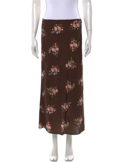 Pre-owned Veronica Beard Floral Print Long Skirt In Brown
