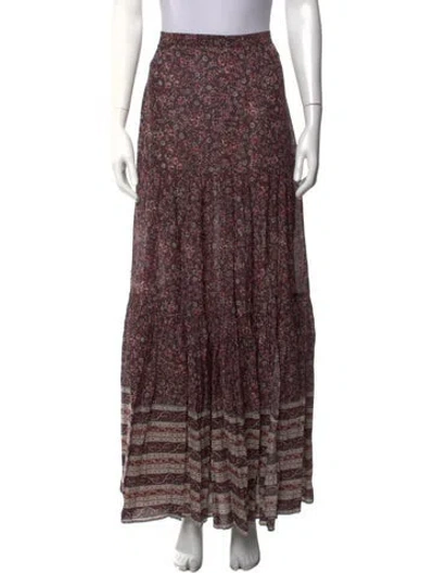 Pre-owned Veronica Beard Floral Print Long Skirt In Burgundy