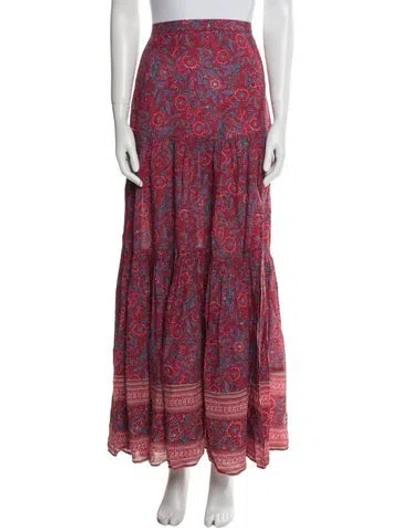Pre-owned Veronica Beard Floral Print Long Skirt In Red