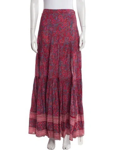 Pre-owned Veronica Beard Floral Print Long Skirt In Red