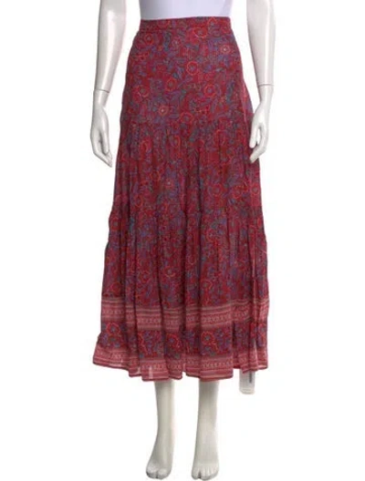 Pre-owned Veronica Beard Floral Print Long Skirt In Red
