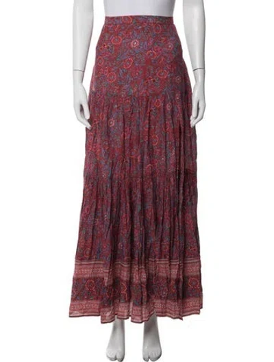 Pre-owned Veronica Beard Floral Print Long Skirt In Red