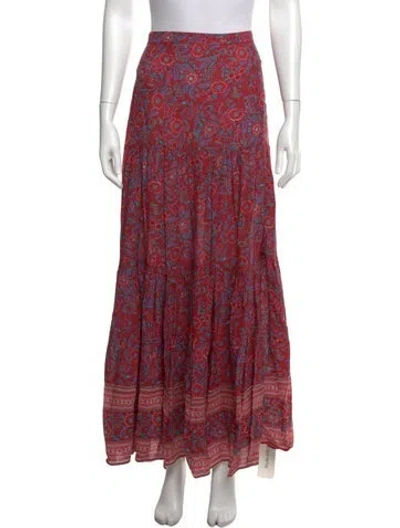 Pre-owned Veronica Beard Floral Print Long Skirt In Red