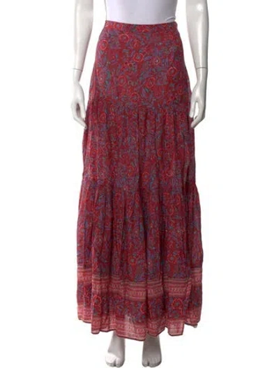 Pre-owned Veronica Beard Floral Print Long Skirt In Red