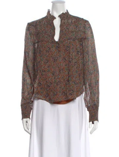 Pre-owned Veronica Beard Floral Print Long Sleeve Blouse In Multi