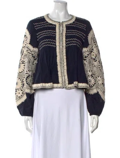 Pre-owned Veronica Beard Floral Print Long Sleeve Top In Blue