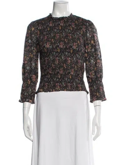 Pre-owned Veronica Beard Floral Print Long Sleeve Top In Multi