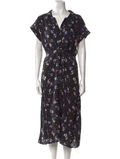 Pre-owned Veronica Beard Floral Print Midi Length Dress In Black