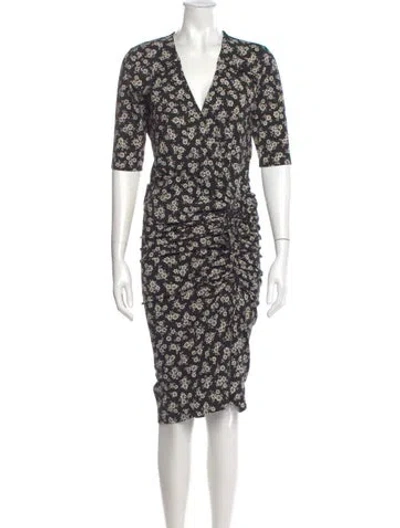 Pre-owned Veronica Beard Floral Print Midi Length Dress In Black