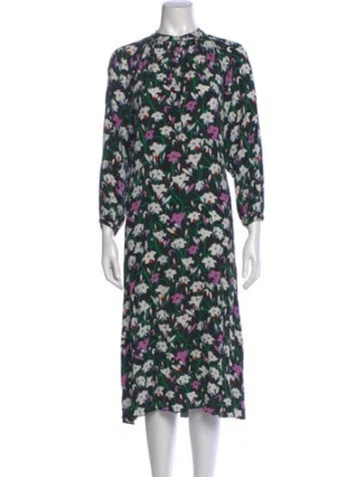 Pre-owned Veronica Beard Floral Print Midi Length Dress In Black