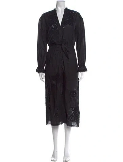 Pre-owned Veronica Beard Floral Print Midi Length Dress In Black