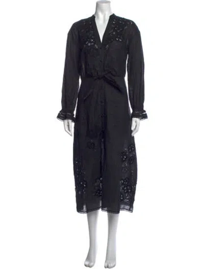 Pre-owned Veronica Beard Floral Print Midi Length Dress In Black