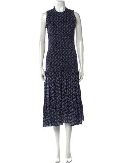 Pre-owned Veronica Beard Floral Print Midi Length Dress In Blue