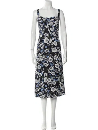 Pre-owned Veronica Beard Floral Print Midi Length Dress In Blue