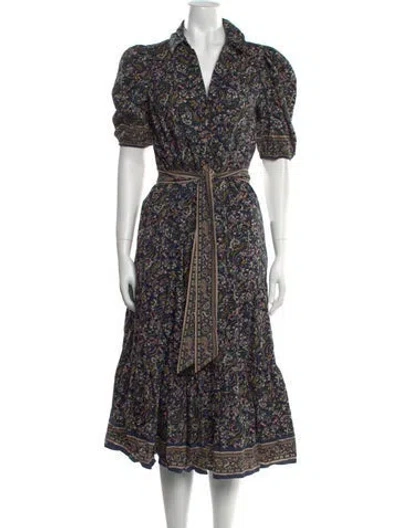 Pre-owned Veronica Beard Floral Print Midi Length Dress In Blue