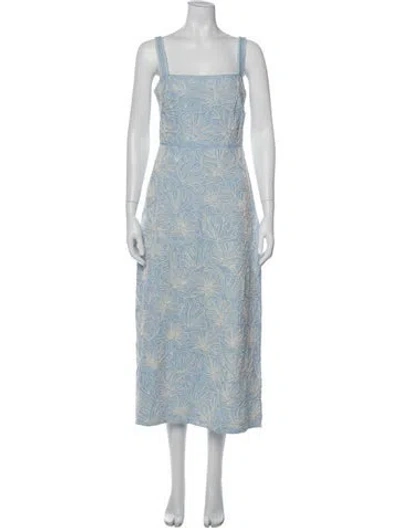 Pre-owned Veronica Beard Floral Print Midi Length Dress In Blue