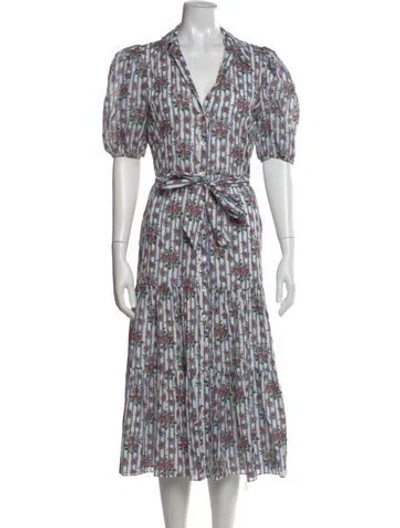 Pre-owned Veronica Beard Floral Print Midi Length Dress In Blue