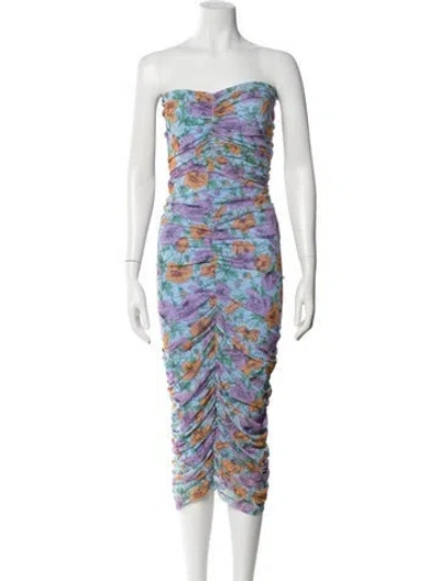 Pre-owned Veronica Beard Floral Print Midi Length Dress In Blue