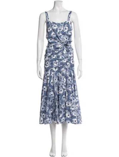 Pre-owned Veronica Beard Floral Print Midi Length Dress In Blue
