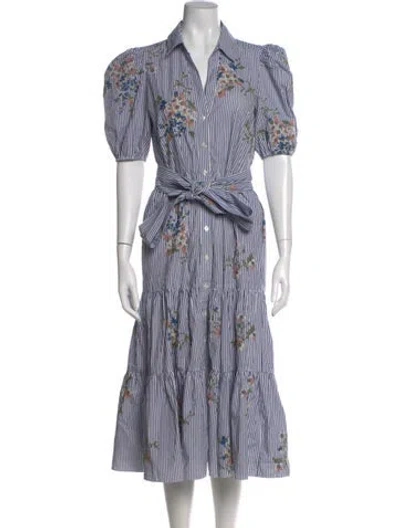 Pre-owned Veronica Beard Floral Print Midi Length Dress In Blue