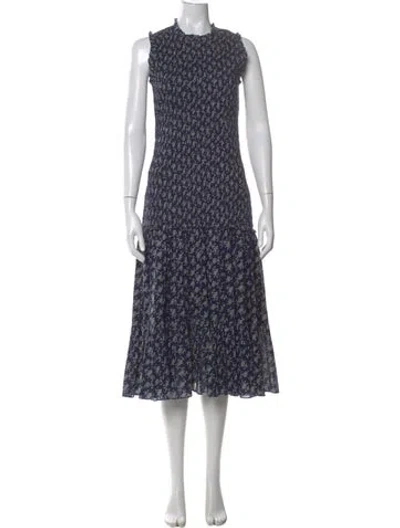 Pre-owned Veronica Beard Floral Print Midi Length Dress In Blue