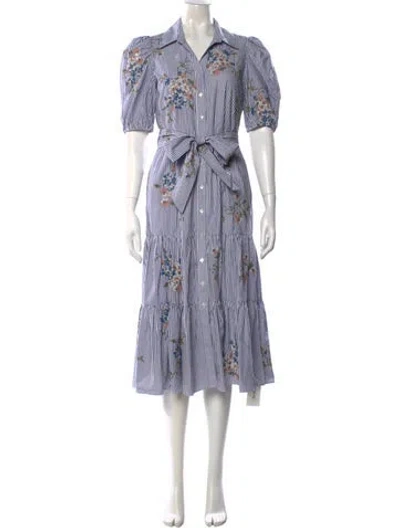 Pre-owned Veronica Beard Floral Print Midi Length Dress In Blue