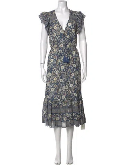 Pre-owned Veronica Beard Floral Print Midi Length Dress In Blue