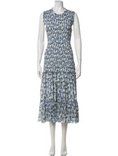 Pre-owned Veronica Beard Floral Print Midi Length Dress In Blue