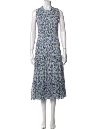 Pre-owned Veronica Beard Floral Print Midi Length Dress In Blue