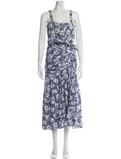 Pre-owned Veronica Beard Floral Print Midi Length Dress In Blue