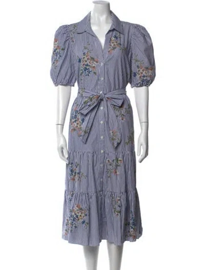 Pre-owned Veronica Beard Floral Print Midi Length Dress In Blue