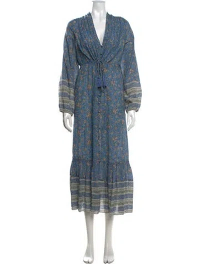 Pre-owned Veronica Beard Floral Print Midi Length Dress In Blue