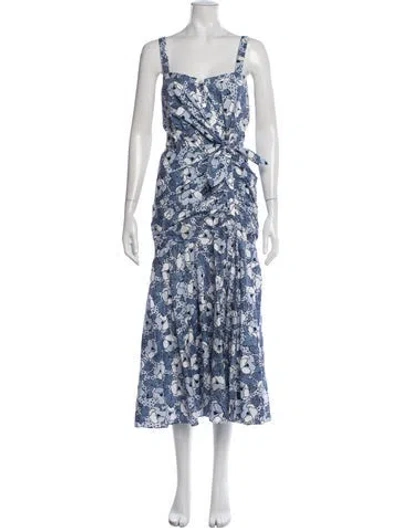 Pre-owned Veronica Beard Floral Print Midi Length Dress In Blue
