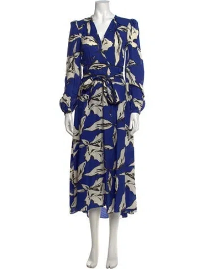 Pre-owned Veronica Beard Floral Print Midi Length Dress In Blue