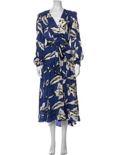 Pre-owned Veronica Beard Floral Print Midi Length Dress In Blue