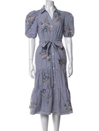 Pre-owned Veronica Beard Floral Print Midi Length Dress In Blue/neutrals