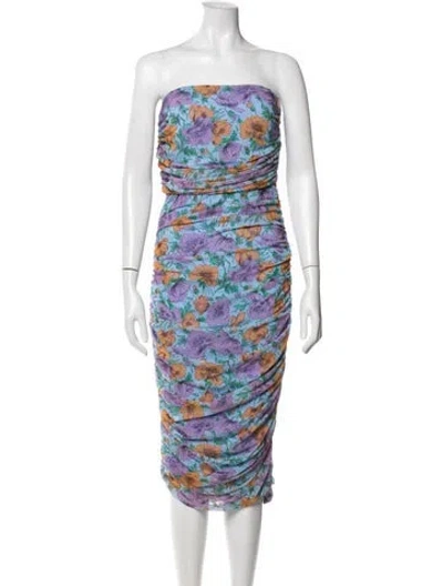 Pre-owned Veronica Beard Floral Print Midi Length Dress In Blue/purple