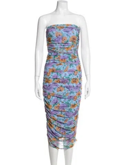 Pre-owned Veronica Beard Floral Print Midi Length Dress In Blue/purple
