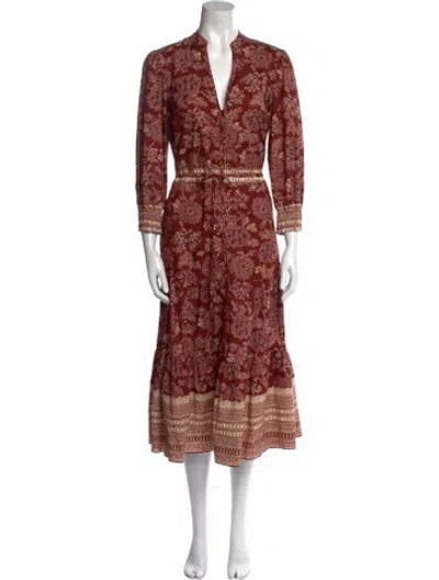 Pre-owned Veronica Beard Floral Print Midi Length Dress In Brown