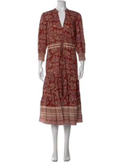 Pre-owned Veronica Beard Floral Print Midi Length Dress In Brown