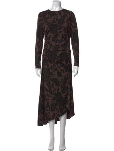 Pre-owned Veronica Beard Floral Print Midi Length Dress In Brown