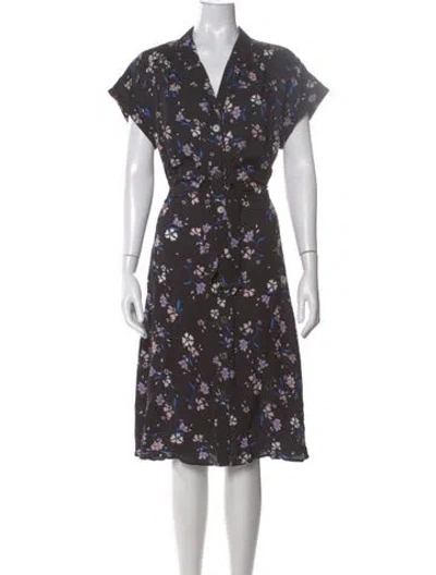 Pre-owned Veronica Beard Floral Print Midi Length Dress In Gray
