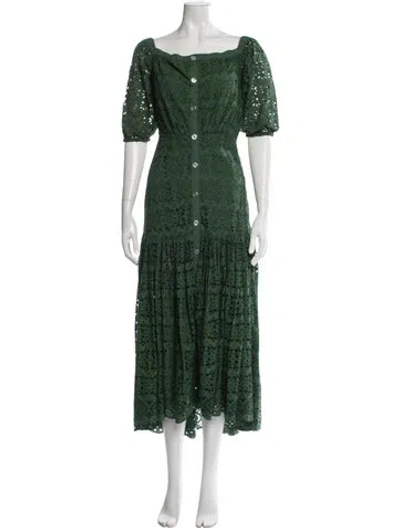 Pre-owned Veronica Beard Floral Print Midi Length Dress In Green