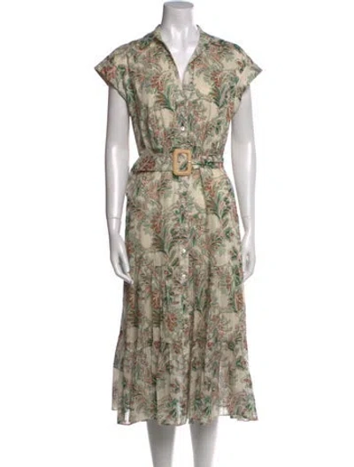 Pre-owned Veronica Beard Floral Print Midi Length Dress In Multi