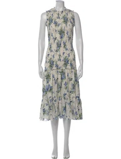 Pre-owned Veronica Beard Floral Print Midi Length Dress In Multi