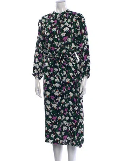 Pre-owned Veronica Beard Floral Print Midi Length Dress In Multicolor