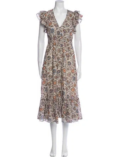Pre-owned Veronica Beard Floral Print Midi Length Dress In Neutral