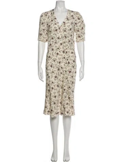 Pre-owned Veronica Beard Floral Print Midi Length Dress In Neutral