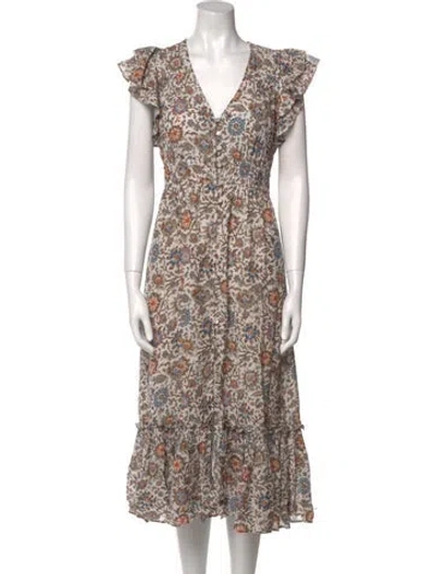 Pre-owned Veronica Beard Floral Print Midi Length Dress In Neutral