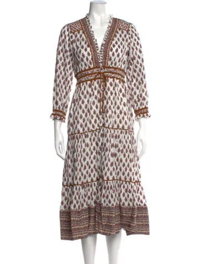Pre-owned Veronica Beard Floral Print Midi Length Dress In Neutrals